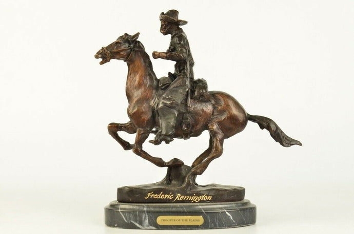 Trooper of the plains by Remington Bronze Sculpture Art Deco Marble Figurine